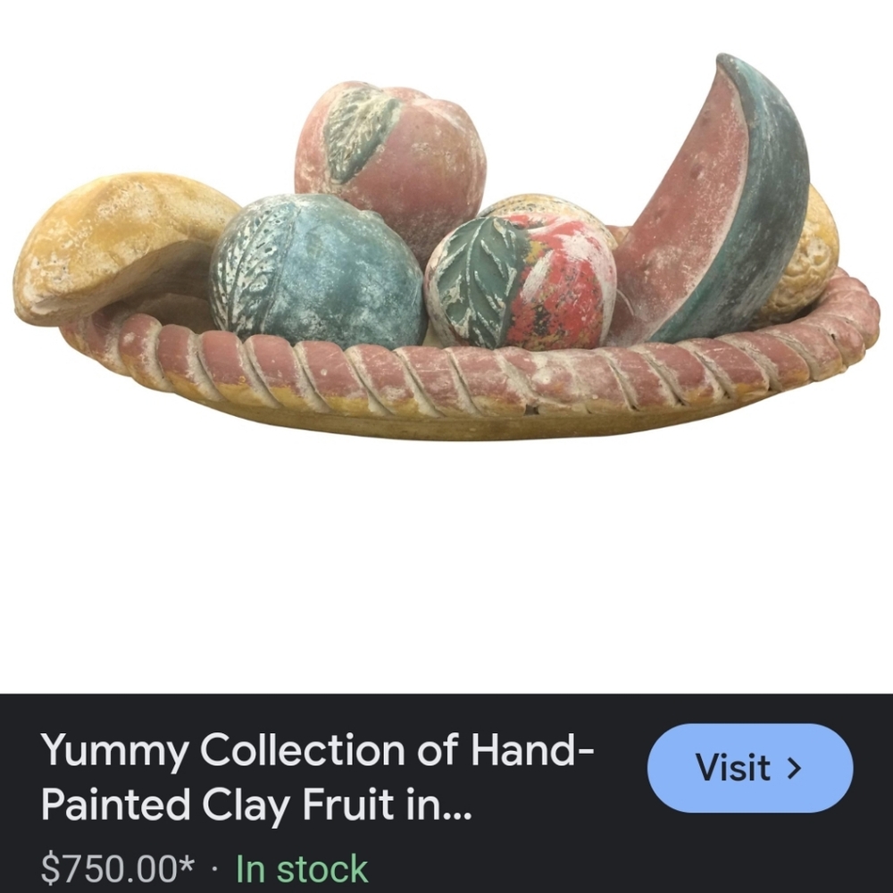 Vintage 1970s 7 piece terra cotta Fruit Basket with Assorted Fruits - Picture 13 of 14